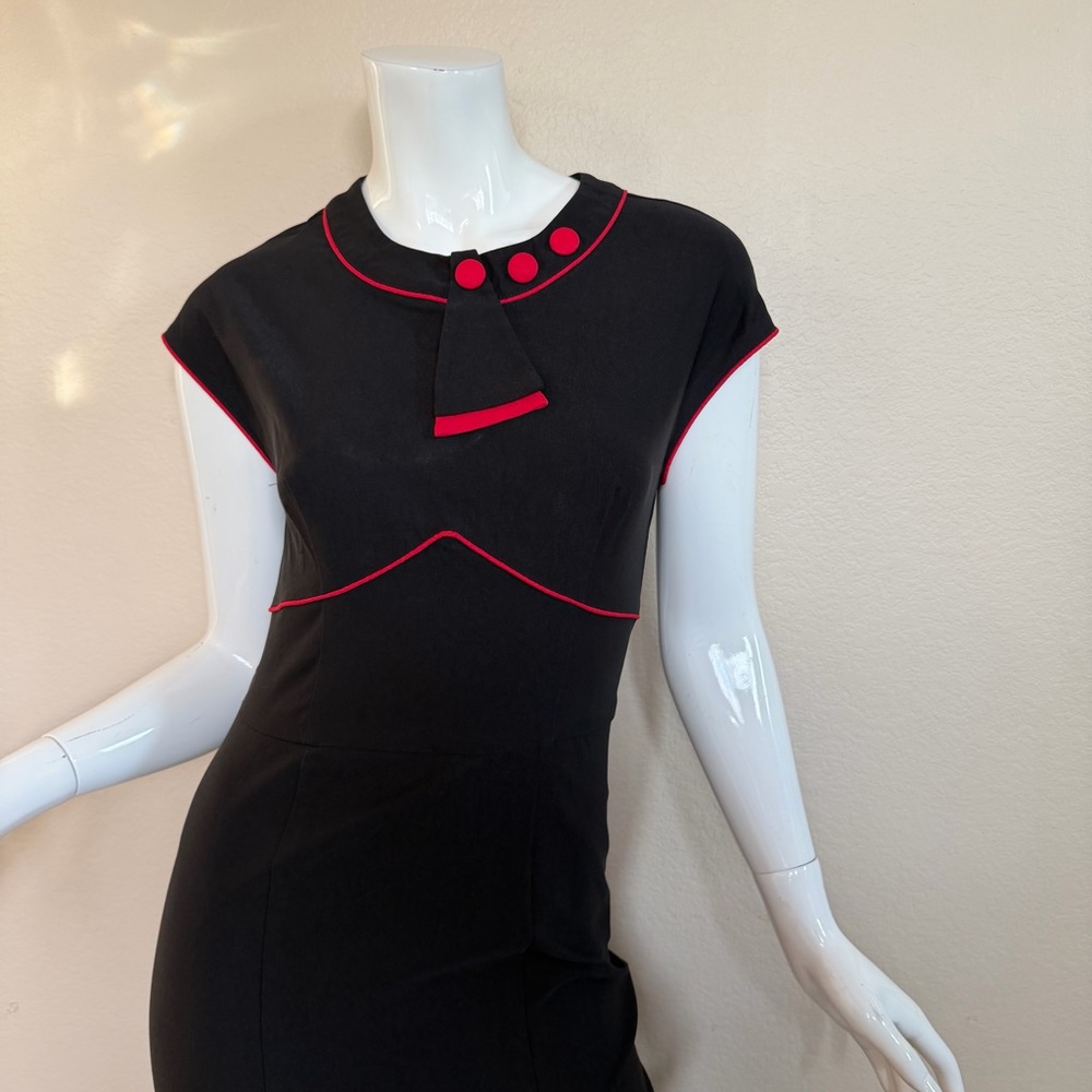 Vintage Stop Staring Black and Red Women's Dress - Picture 4 of 13